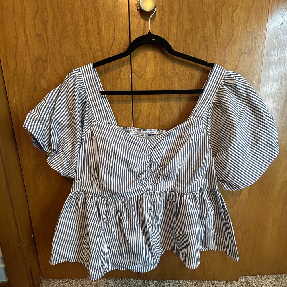 Old Navy Blue and White Striped Crop Top